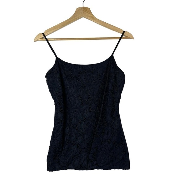 Ann Taylor Navy Blue Lace Front Fitted Cami Tank Top S - Picture 1 of 3